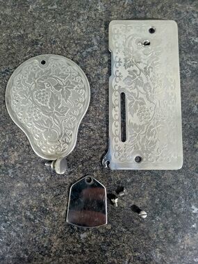 Vintage Singer Sewing Machine Model 128 Side And Front Plates- Excellent